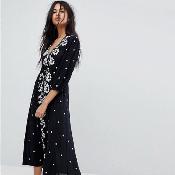 Free People Embroidered Fable Maxi Dress S - Picture 3 of 7
